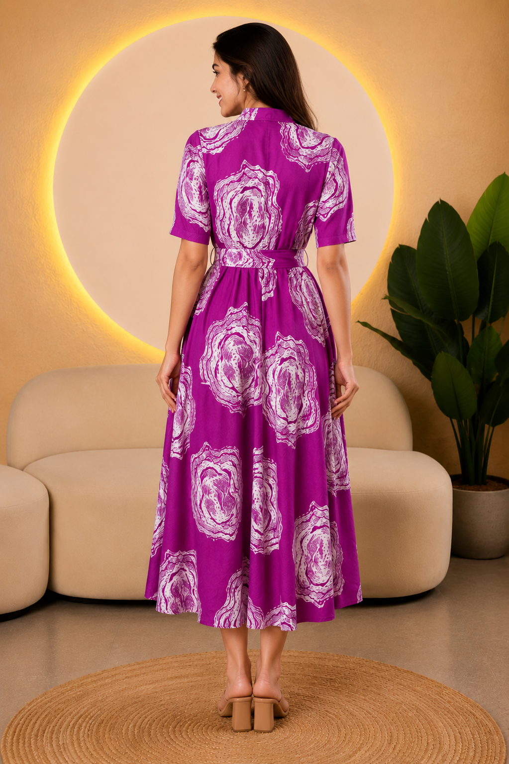 Printed Fit & Flare Midi Dress