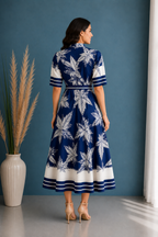 Leaf Print Belted Dress