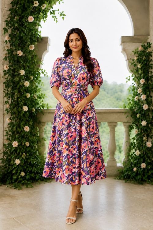 Floral Fit & Flare Midi Dress