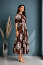 Printed Fit & Flare Midi Dress