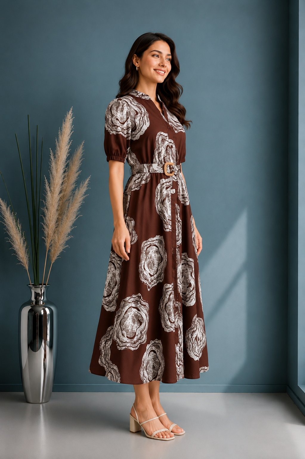 Printed Fit & Flare Midi Dress