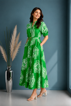 Printed Fit & Flare Midi Dress