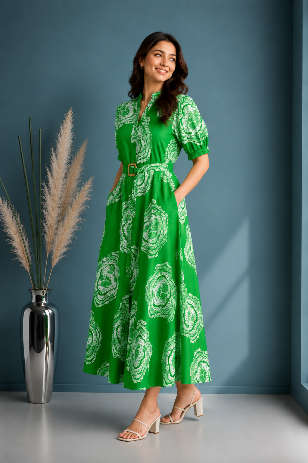 Printed Fit & Flare Midi Dress