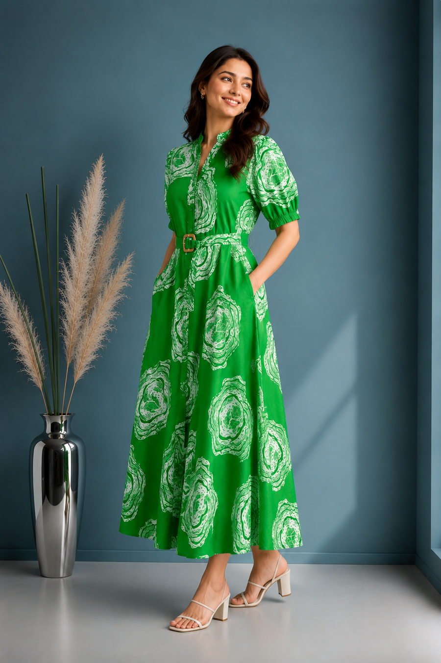 Printed Fit & Flare Midi Dress