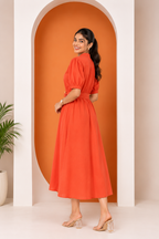 Women's Belted A-Line Midi Shirt Dress