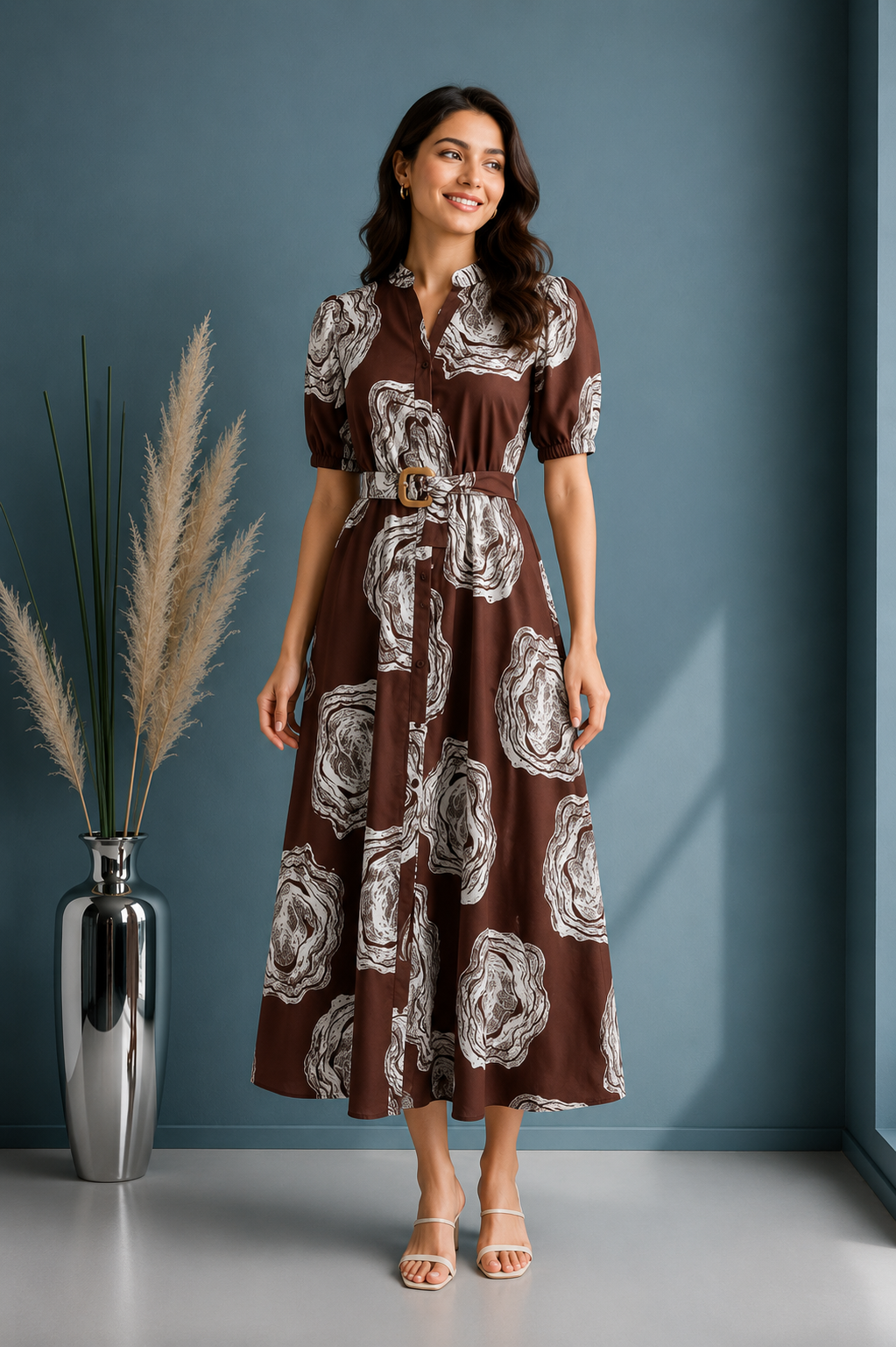 Printed Fit & Flare Midi Dress