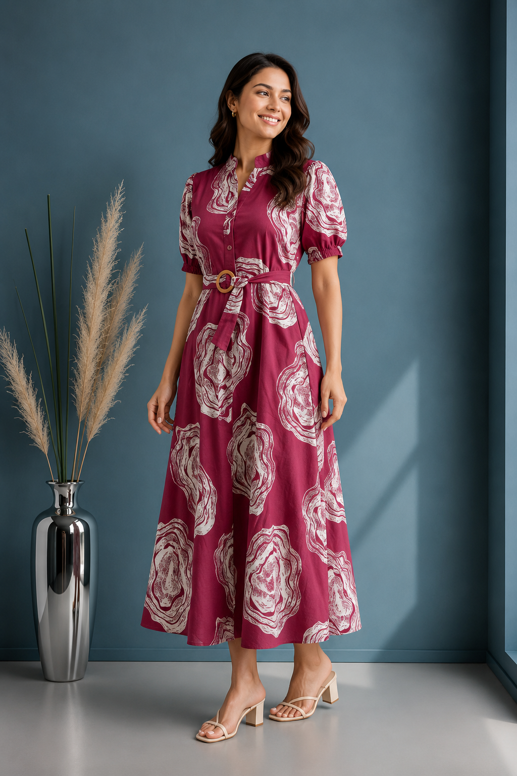 Printed Fit & Flare Midi Dress