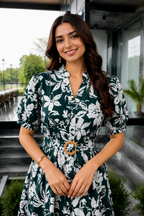 Floral Belted Midi Dress