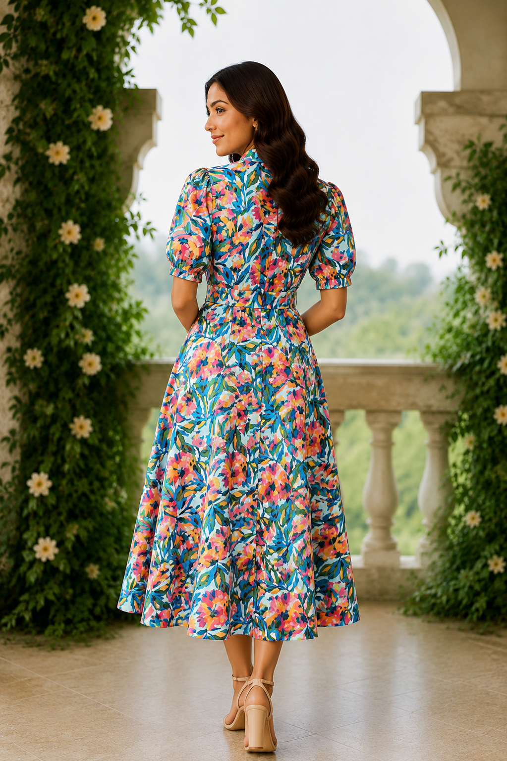 Floral Fit & Flare Midi Dress