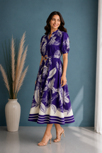 Leaf Print Belted Dress