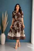 Leaf Print Belted Dress