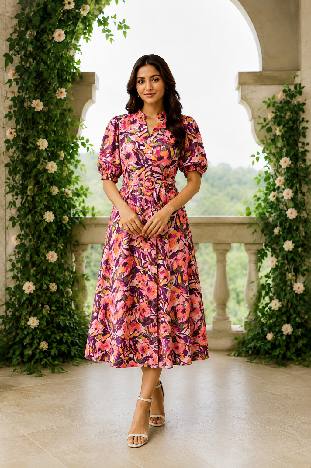 Floral Fit & Flare Midi Dress