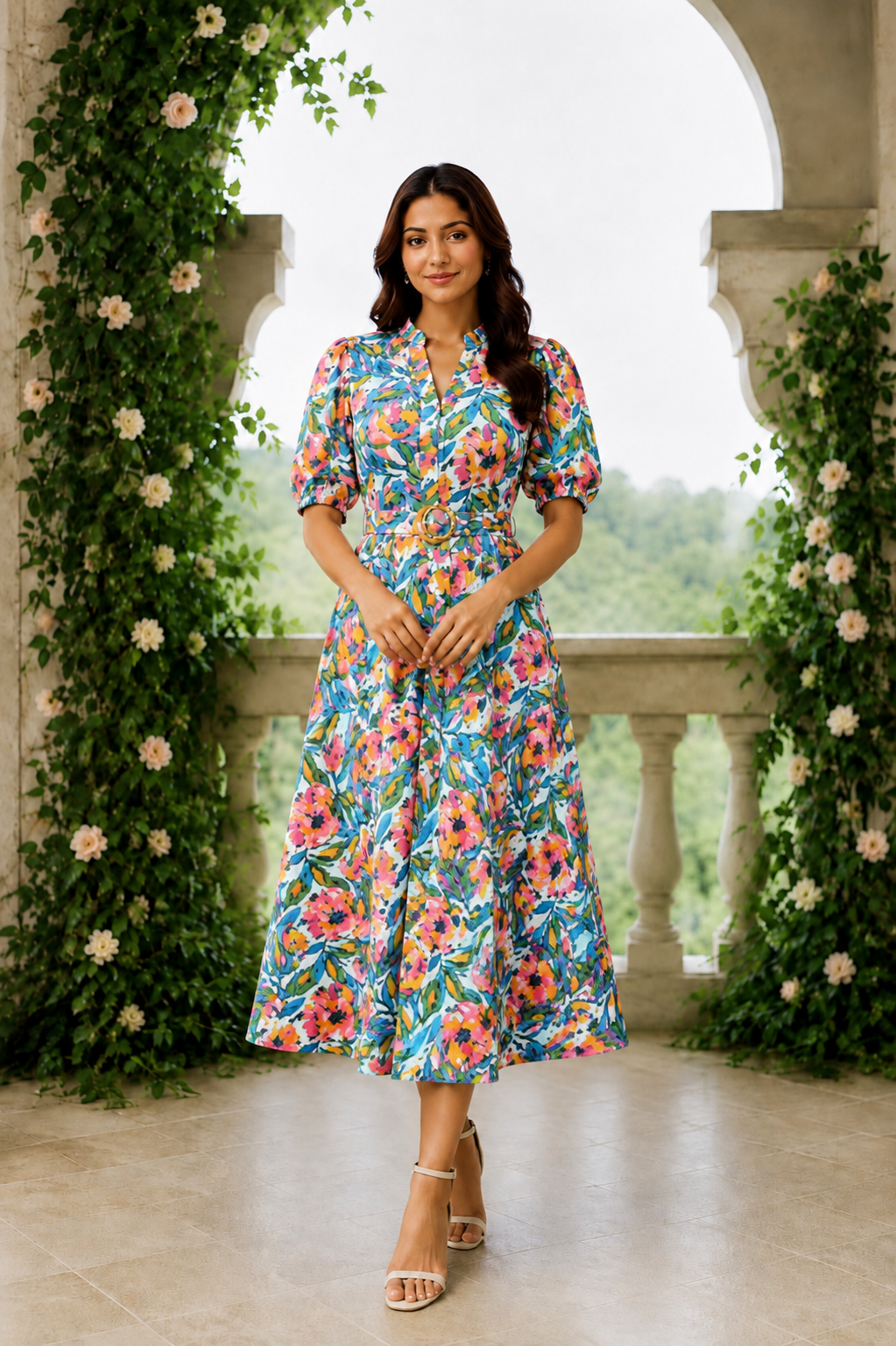 Floral Fit & Flare Midi Dress