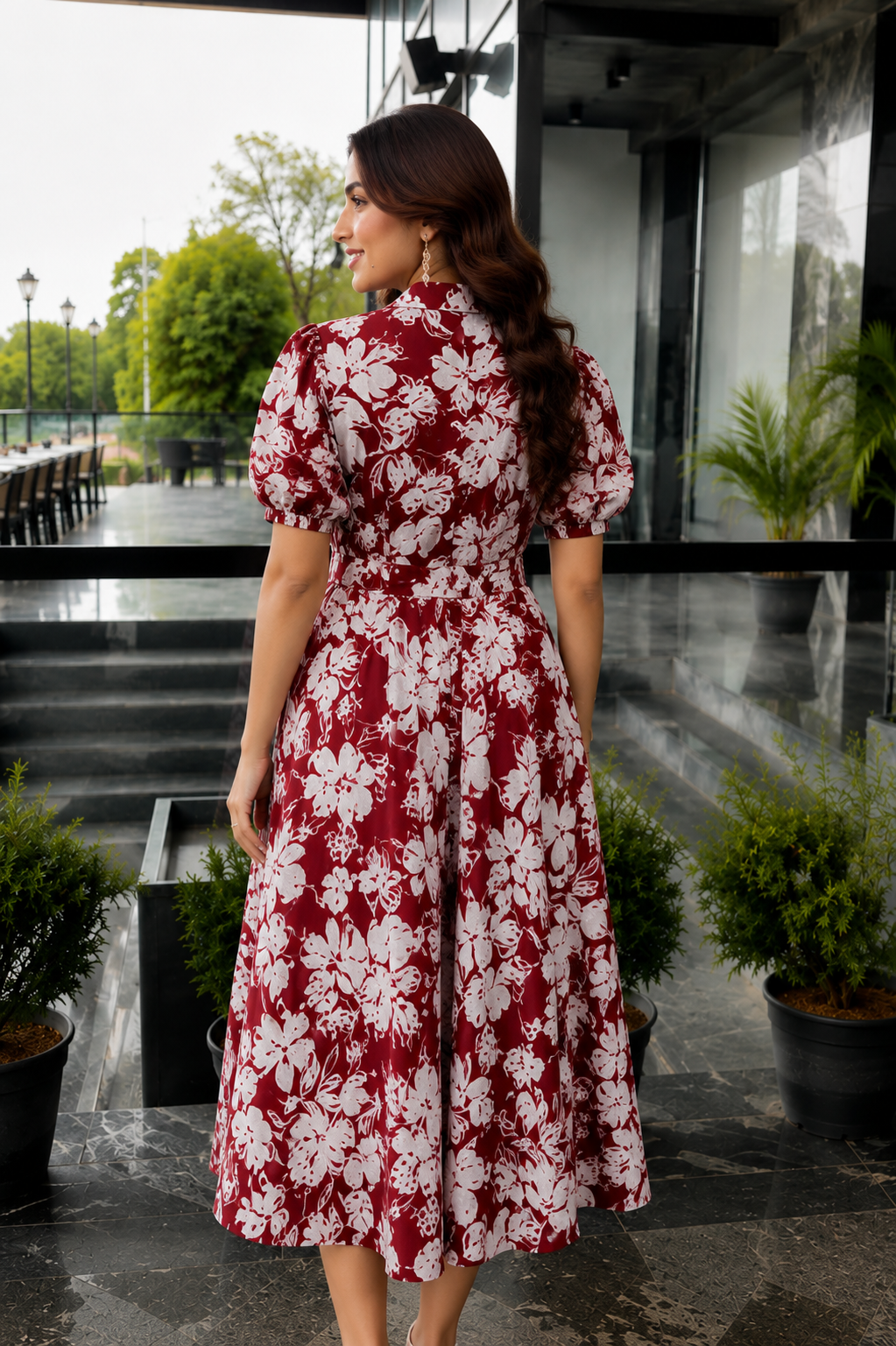 Floral Belted Midi Dress