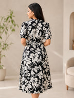 Floral Belted Midi Dress