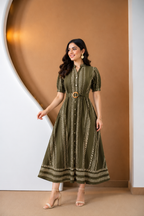 Premium Printed Belted Dress