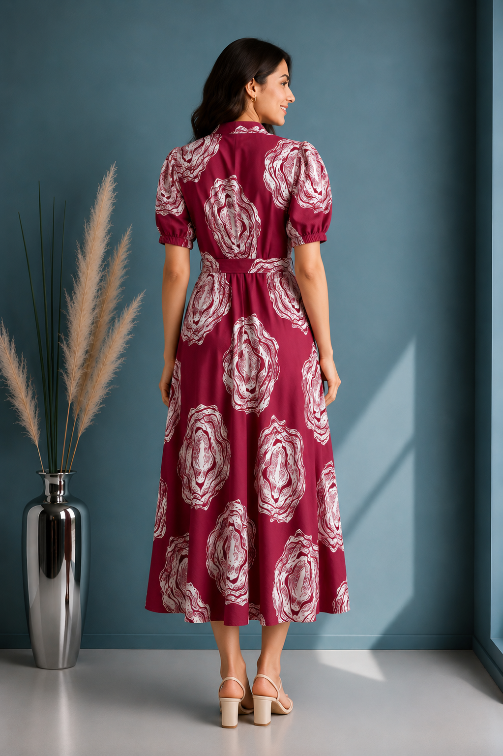 Printed Fit & Flare Midi Dress