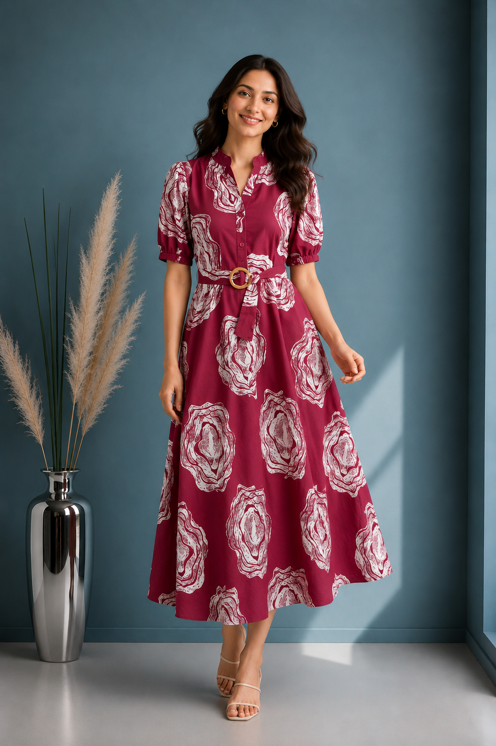 Printed Fit & Flare Midi Dress