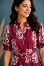 Printed Fit & Flare Midi Dress